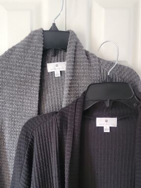 BUNDLE Socialite Open Waffle Knit Cardigans in Black and Gray